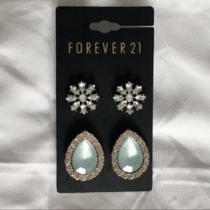 Gold and Mint/Light Blue Earring Set